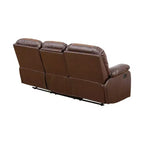 Canapé inclinable 3 places en cuir respirant avec table basse réversible pour salon – Marron