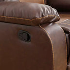 Canapé inclinable 3 places en cuir respirant avec table basse réversible pour salon – Marron