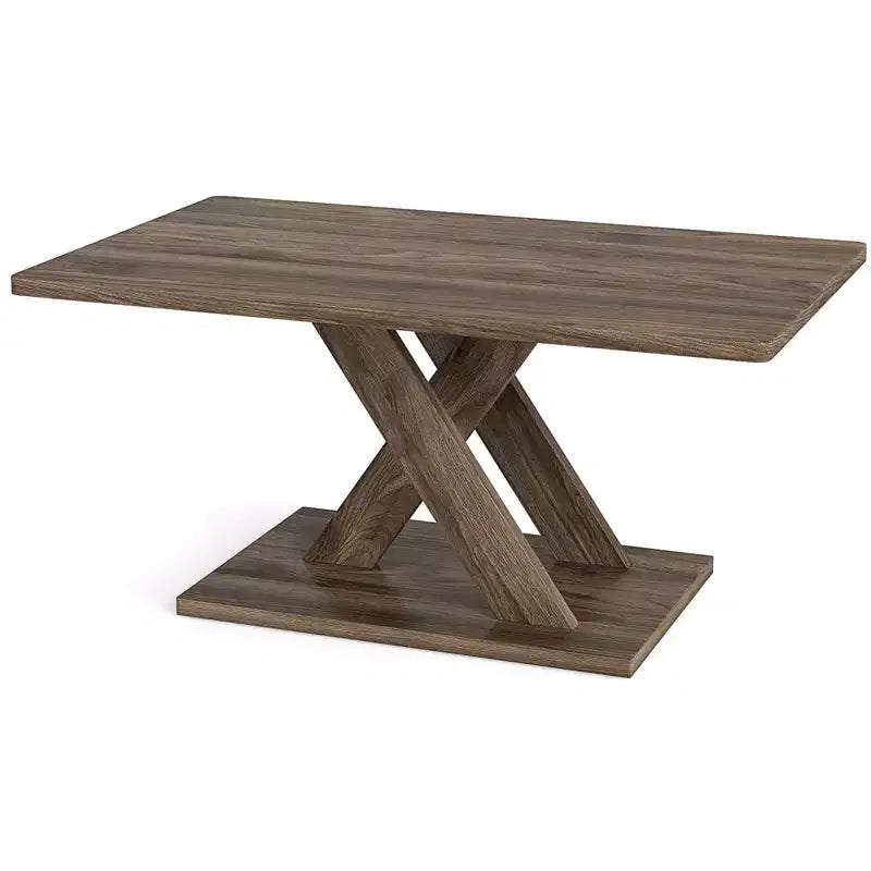 Table basse de 37,5 po avec base stable et connexion en bois d'hévéa pour salon