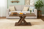 Table basse de 37,5 po avec base stable et connexion en bois d'hévéa pour salon