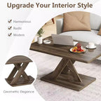 Table basse de 37,5 po avec base stable et connexion en bois d'hévéa pour salon