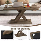 Table basse de 37,5 po avec base stable et connexion en bois d'hévéa pour salon