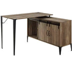 Bureau d'angle avec rangement et porte coulissante style grange