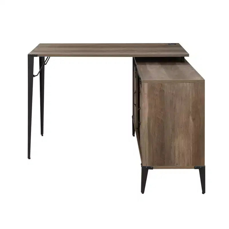 Bureau d'angle avec rangement et porte coulissante style grange