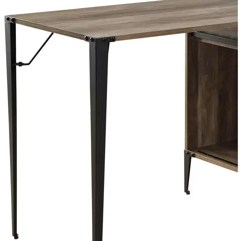 Bureau d'angle avec rangement et porte coulissante style grange