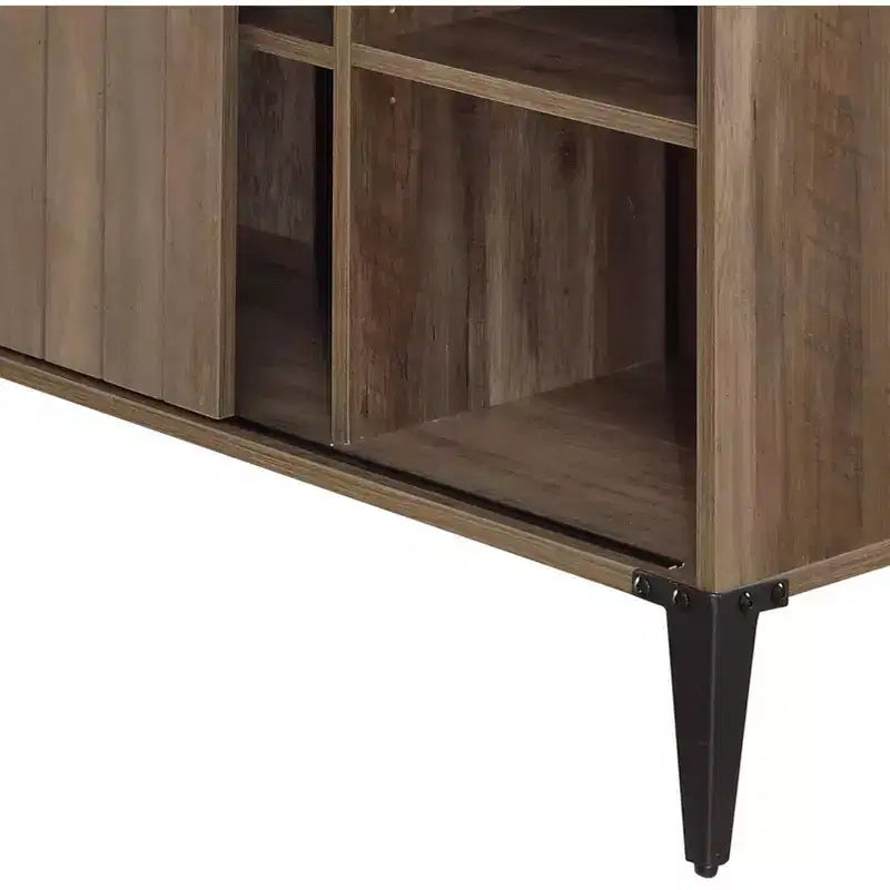 Bureau d'angle avec rangement et porte coulissante style grange