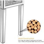 Table d'appoint étroite en miroir, table de chevet fine en verre avec rangement pour canapé, divan et lit