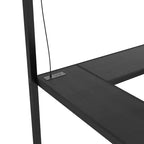 Lit mezzanine double XL avec bureau en L, armoire, escalier, USB, LED et étagères de rangement – Noir