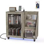 Meuble Tourne-disque avec Rangement Vinyles pour Plus de 350 Albums, Station de Recharge LED