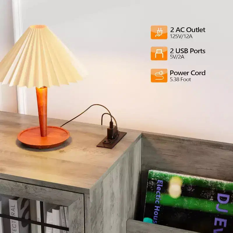 Meuble Tourne-disque avec Rangement Vinyles pour Plus de 350 Albums, Station de Recharge LED