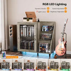 Meuble Tourne-disque avec Rangement Vinyles pour Plus de 350 Albums, Station de Recharge LED