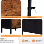 Meuble TV de cheminée avec tiroir en tissu, lumières LED et étagères de rangement ouvertes – Meuble de divertissement industriel