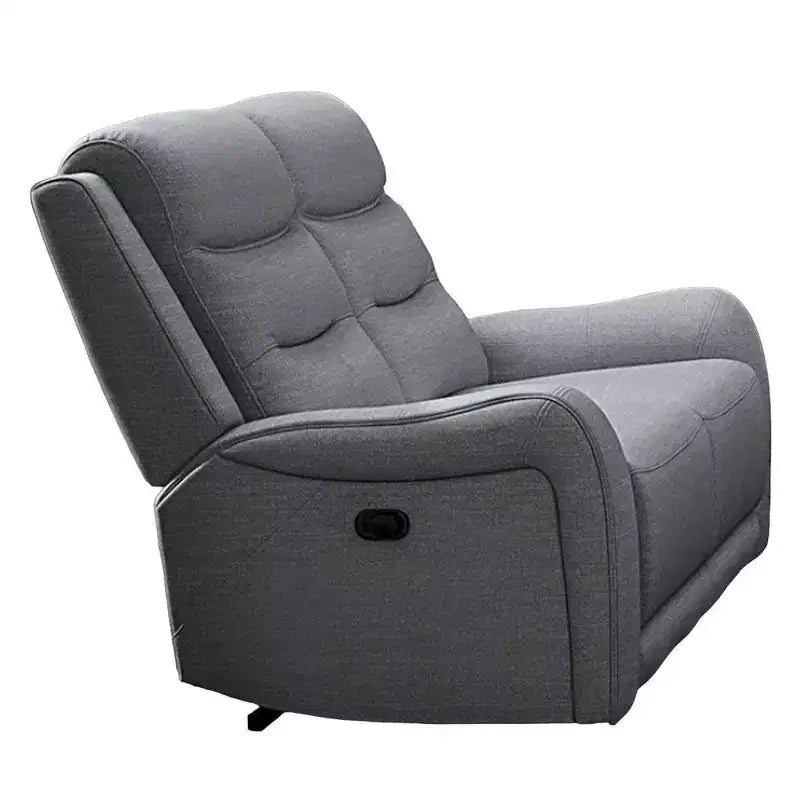 Causeuse inclinable manuelle à accoudoirs volutes, 40 pouces, bois massif, gris