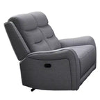 Causeuse inclinable manuelle à accoudoirs volutes, 40 pouces, bois massif, gris