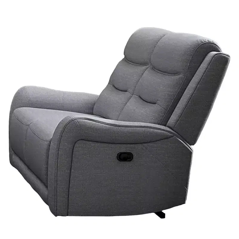 Causeuse inclinable manuelle à accoudoirs volutes, 40 pouces, bois massif, gris
