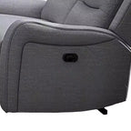 Causeuse inclinable manuelle à accoudoirs volutes, 40 pouces, bois massif, gris