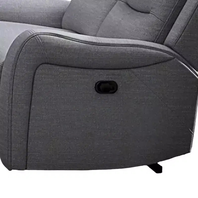 Causeuse inclinable manuelle à accoudoirs volutes, 40 pouces, bois massif, gris