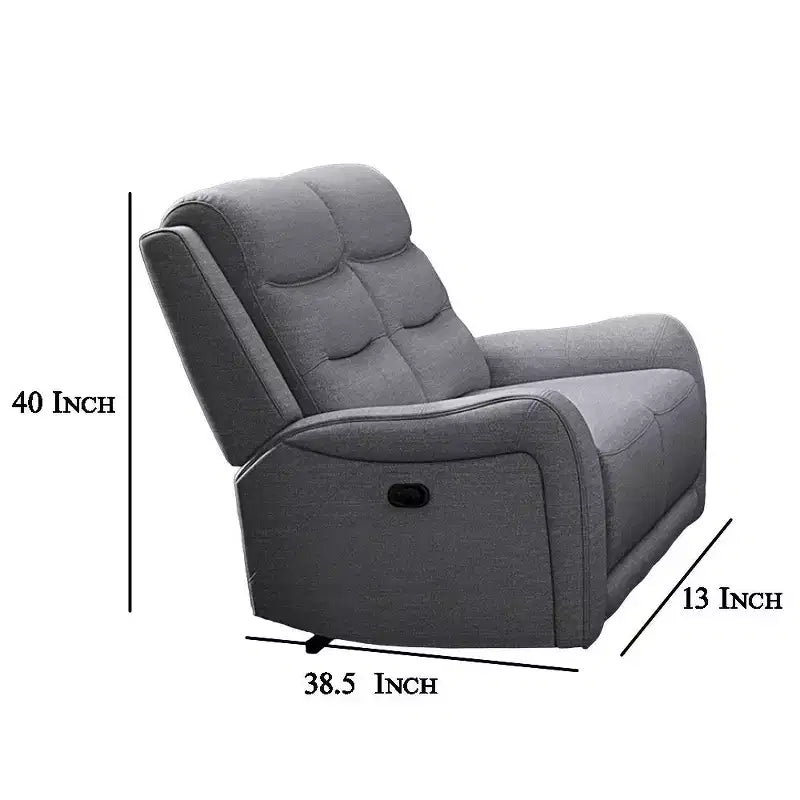 Causeuse inclinable manuelle à accoudoirs volutes, 40 pouces, bois massif, gris