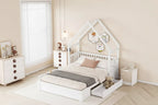 FAMYYT Queen Size Wood Bed?With Guardrail, 2 Drawers, Easy Assembly