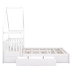 Lit en bois Queen Size avec garde-corps, 2 tiroirs, montage facile