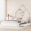 Lit en bois Queen Size avec garde-corps, 2 tiroirs, montage facile