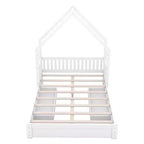 Lit en bois Queen Size avec garde-corps, 2 tiroirs, montage facile