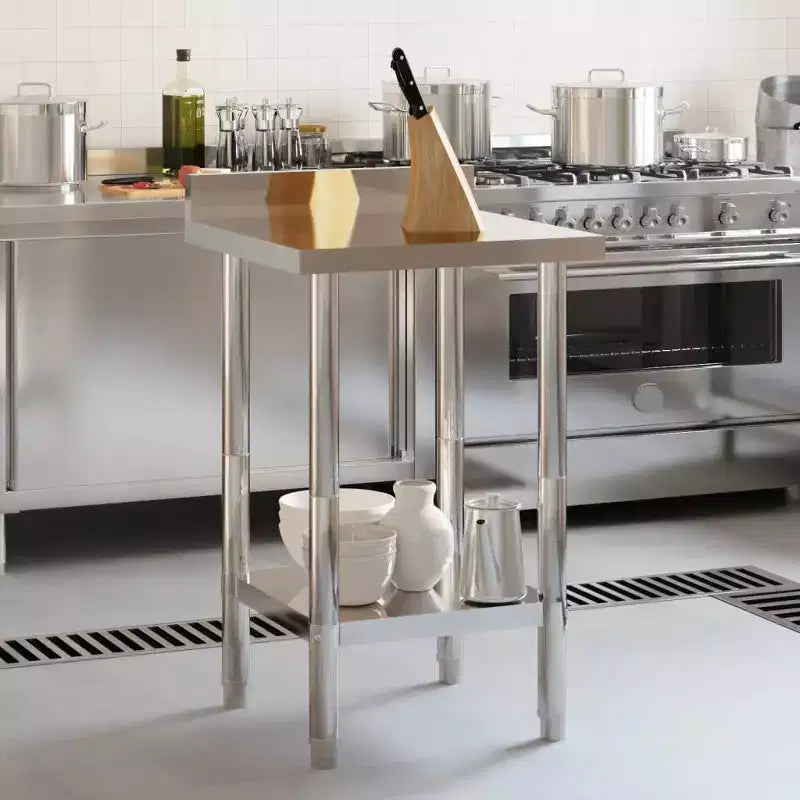 Table de travail de cuisine avec dosseret, 32,5x21,7x36,6" Acier inoxydable