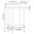Table de travail de cuisine avec dosseret, 32,5x21,7x36,6" Acier inoxydable