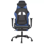 Chaise de jeu similicuir noir et bleu, cadre en métal, contreplaqué, réglable