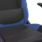 Chaise de jeu similicuir noir et bleu, cadre en métal, contreplaqué, réglable