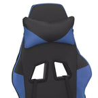 Chaise de jeu similicuir noir et bleu, cadre en métal, contreplaqué, réglable