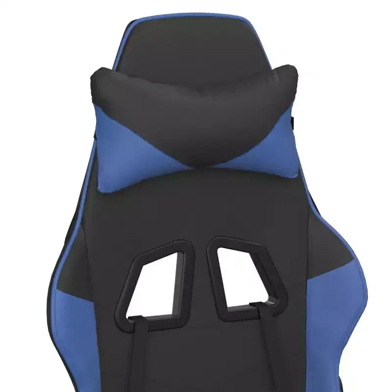 Chaise de jeu similicuir noir et bleu, cadre en métal, contreplaqué, réglable