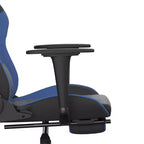 Chaise de jeu similicuir noir et bleu, cadre en métal, contreplaqué, réglable