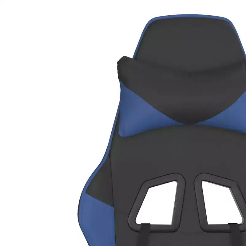 Chaise de jeu similicuir noir et bleu, cadre en métal, contreplaqué, réglable