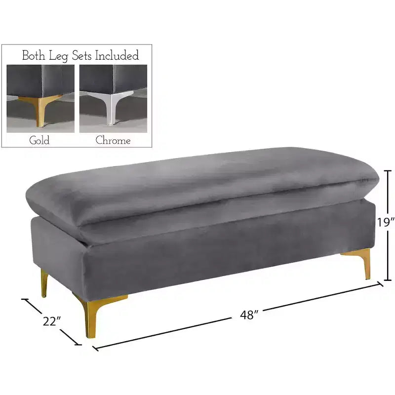 Pouf ottoman en velours, Repose-pieds moderne rembourré