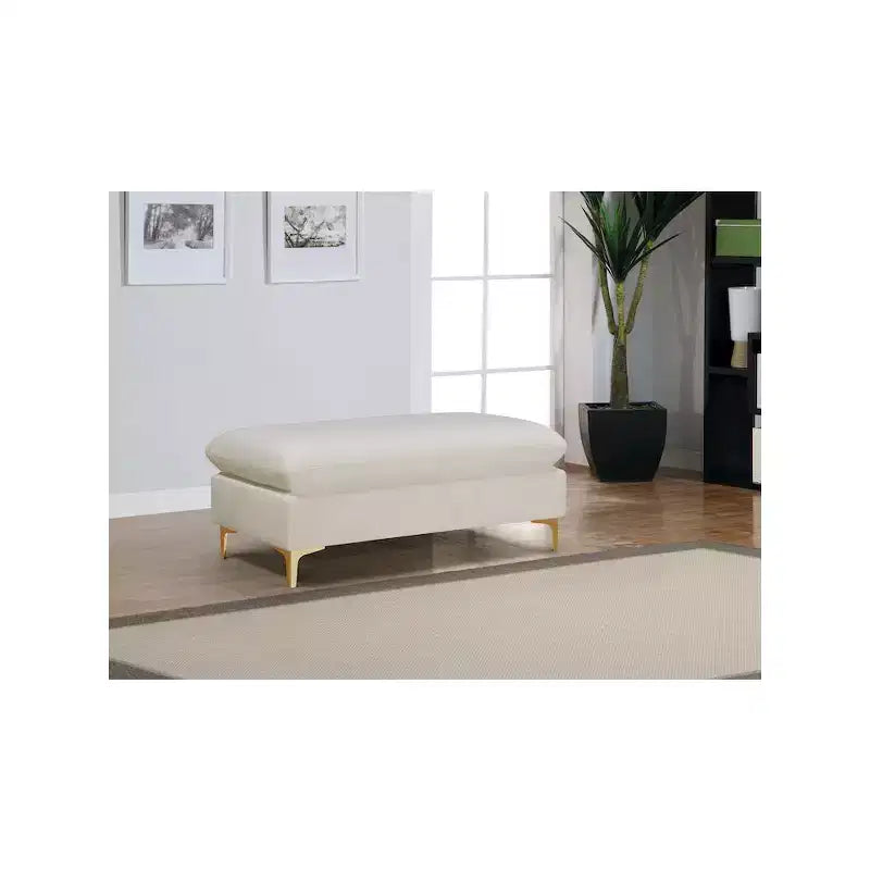 Pouf ottoman en velours, Repose-pieds moderne rembourré