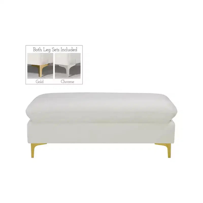 Pouf ottoman en velours, Repose-pieds moderne rembourré