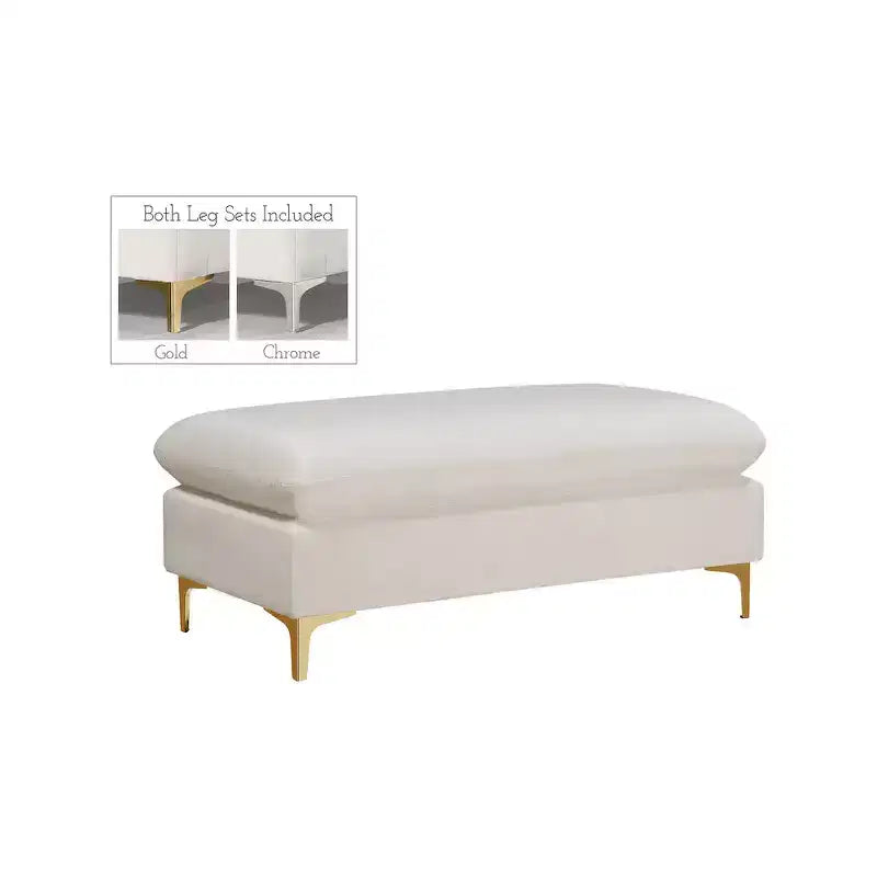 Pouf ottoman en velours, Repose-pieds moderne rembourré