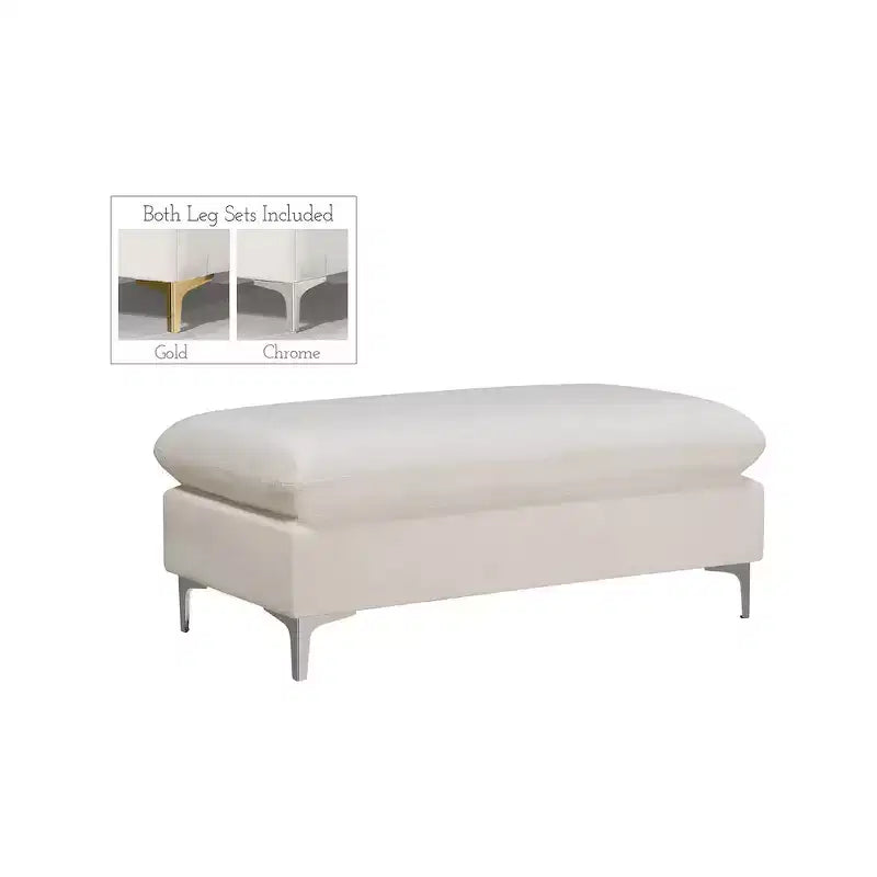 Pouf ottoman en velours, Repose-pieds moderne rembourré