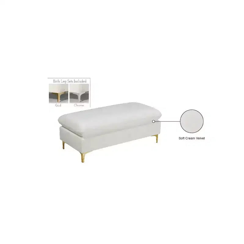 Pouf ottoman en velours, Repose-pieds moderne rembourré