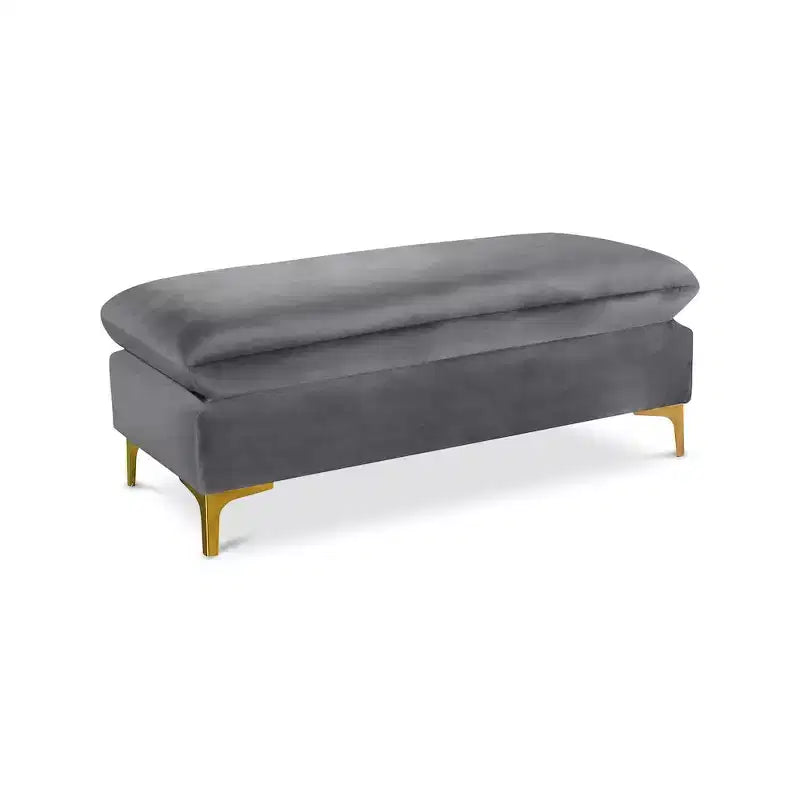 Pouf ottoman en velours, Repose-pieds moderne rembourré