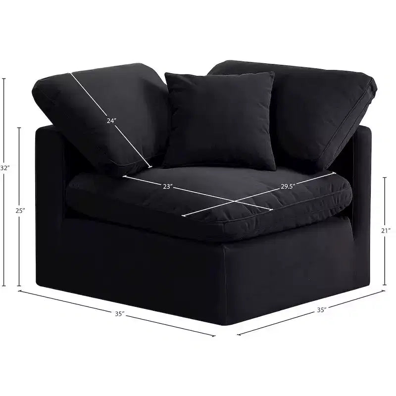 Fauteuil d'angle en velours Indulge, fauteuil d'appoint moderne rembourré