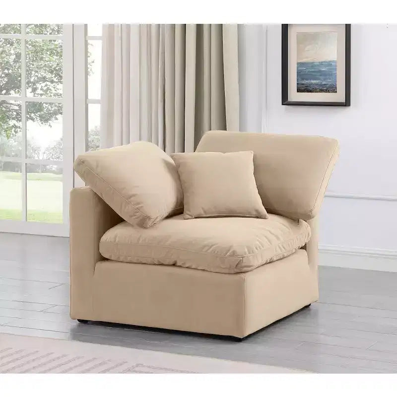 Fauteuil d'angle en velours Indulge, fauteuil d'appoint moderne rembourré