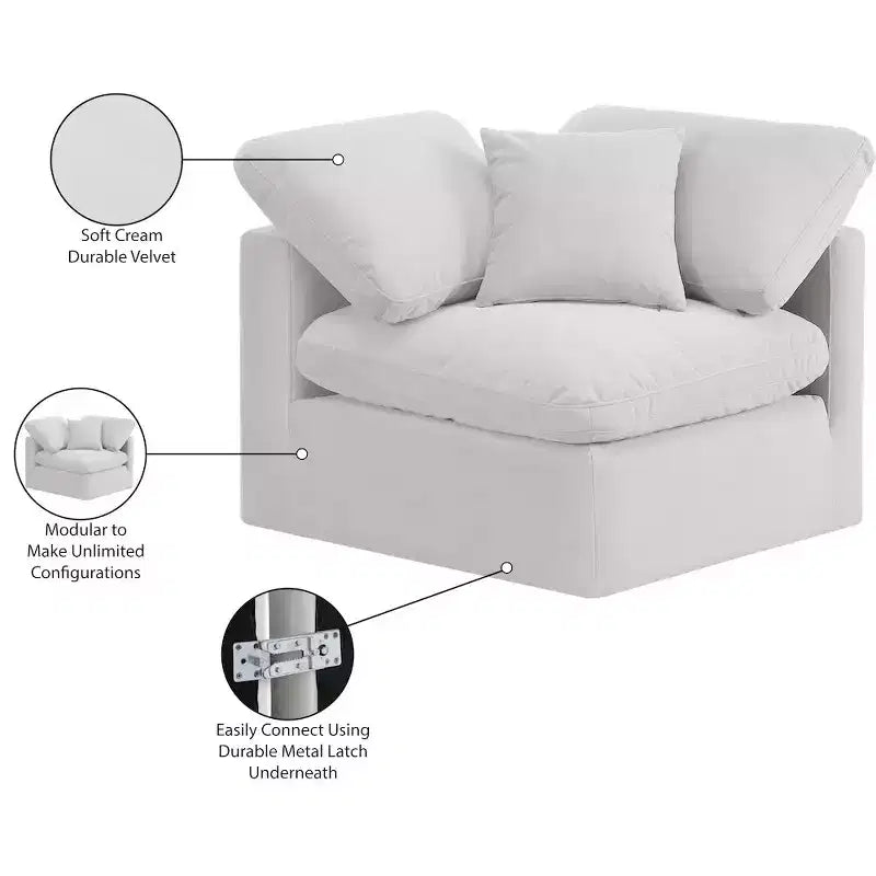 Fauteuil d'angle en velours Indulge, fauteuil d'appoint moderne rembourré