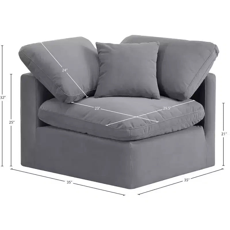 Fauteuil d'angle en velours Indulge, fauteuil d'appoint moderne rembourré