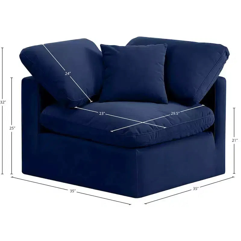 Fauteuil d'angle en velours Indulge, fauteuil d'appoint moderne rembourré