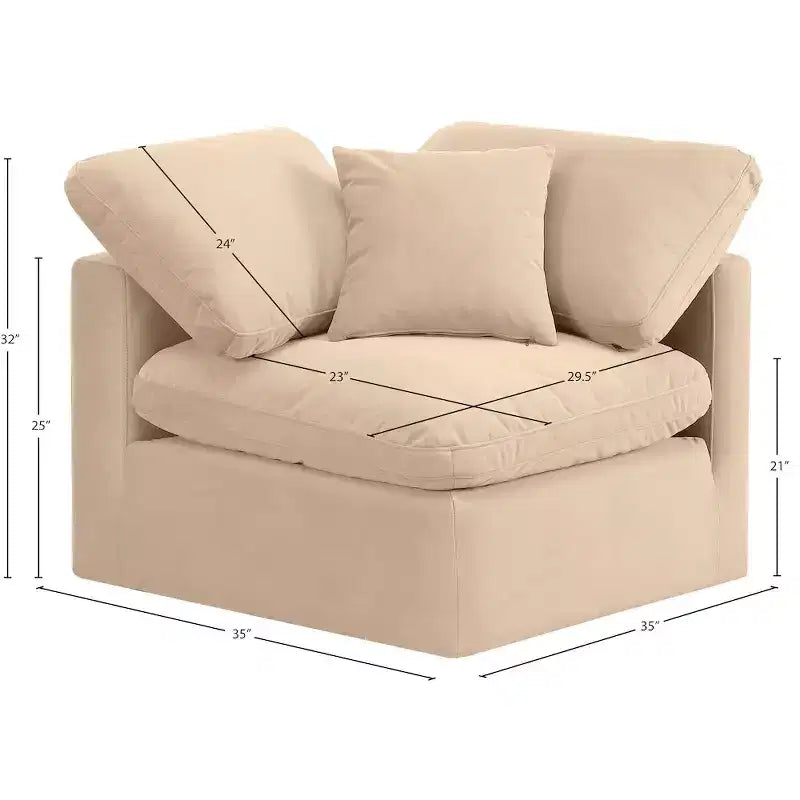 Fauteuil d'angle en velours Indulge, fauteuil d'appoint moderne rembourré