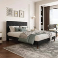 GustoWave Soft Corduroy Fabric Platform Bed Frame with Upholstered Headboard