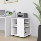 Meuble de rangement blanc en bois composite, taille moyenne, design épuré