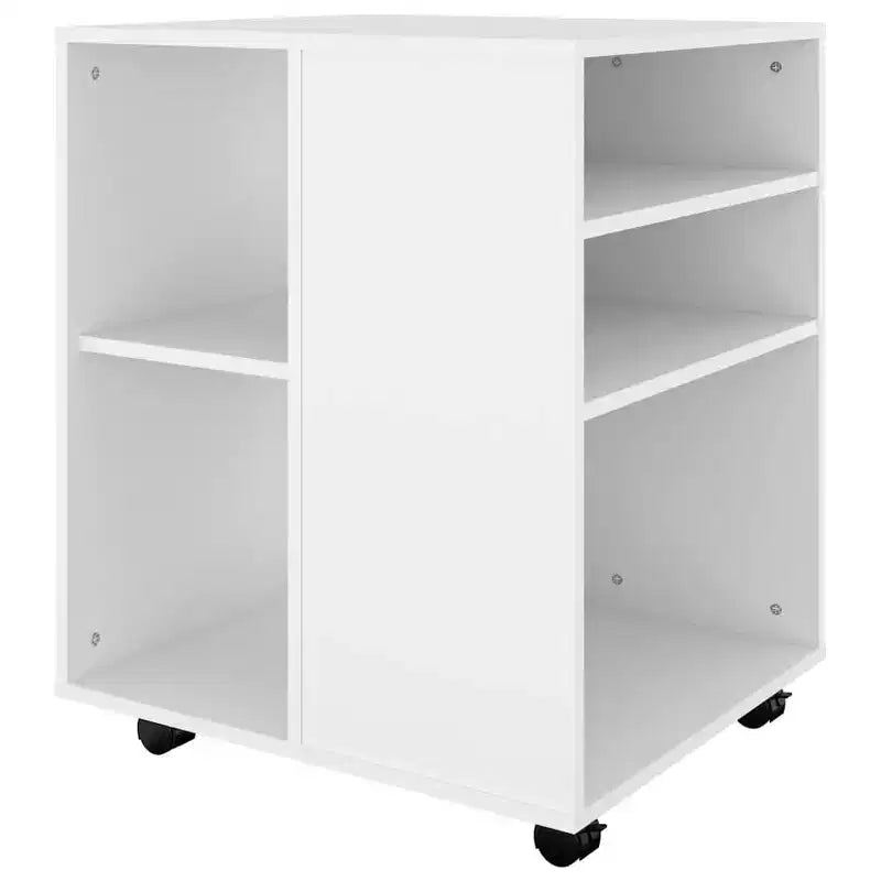 Meuble de rangement blanc en bois composite, taille moyenne, design épuré